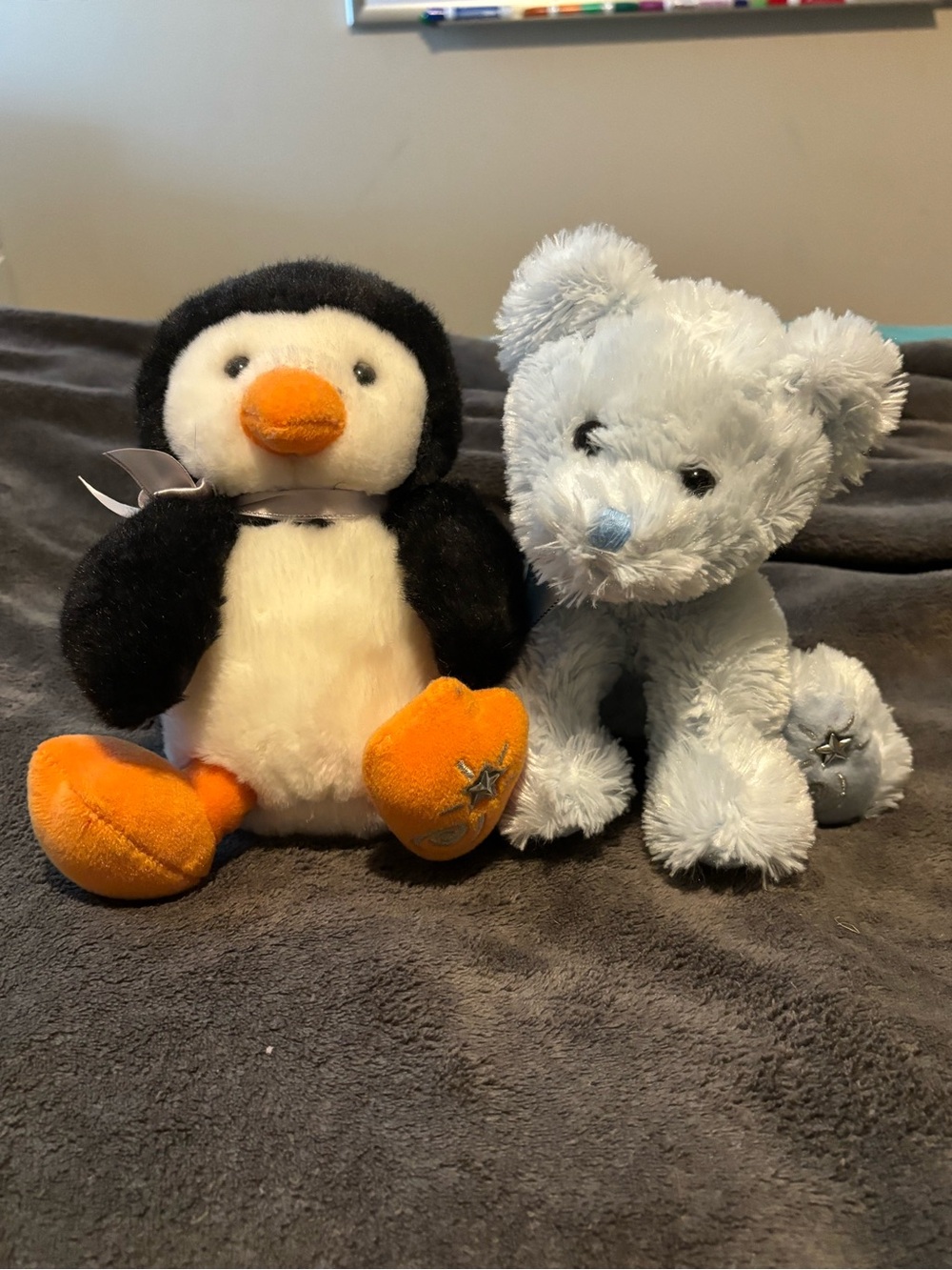 Russ Shining Stars Lot of 2 Penguin and Blue Bear